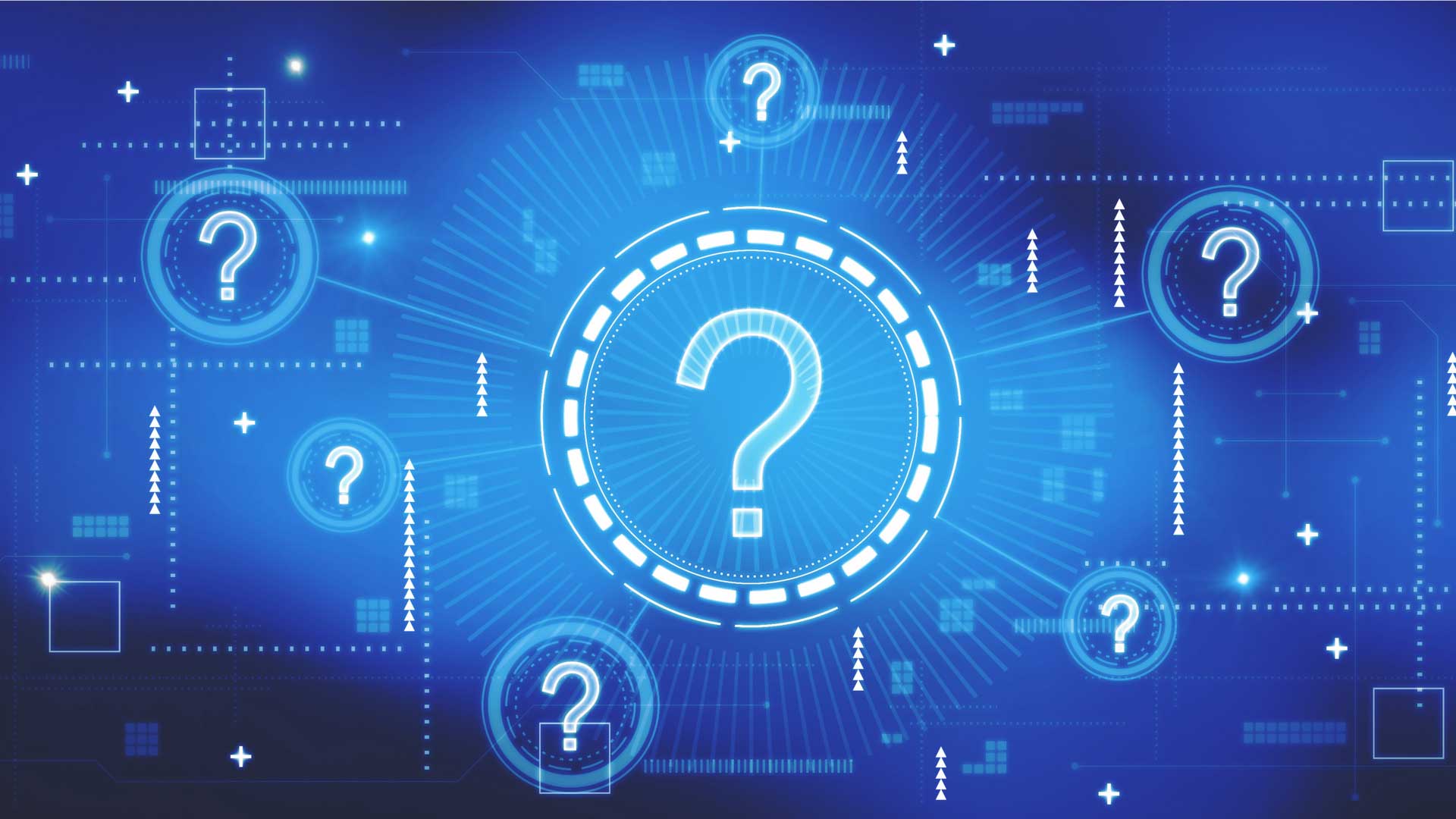 A question mark on a hightech background